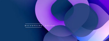 Soyut arkaplan özellikleri üst üste binen daireler, gradyanlar. Mor, mavi renkler kompozisyona hakim. Modern tasarım ögesi.