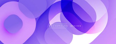 Soyut mor tasarım, üst üste binen daireler, gradyanlar. Dijital projeler ve sunumlar için modern arkaplan ideali.
