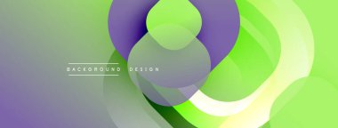 Soyut kompozisyon. Üst üste binen daireler, gradyanlar dinamik görsel efekt yaratır. Yumuşak renkler, modern tasarım elementleri.