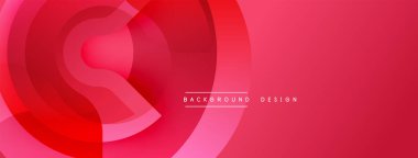 Soyut kırmızı tasarım. Üst üste binen daireler dinamik görsel efekt yaratır. Çeşitli projeler için modern arkaplan.