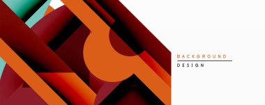 Soyut geometrik bileşim. Üst üste binen şekiller dinamik görsel efekt yaratır. Sıcak renkler deniz mavisi aksanıyla baskın gelir. Arkaplan ve sunumlar için uygun modern tasarım.