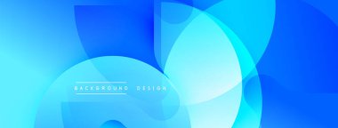Soyut mavi arkaplan. Üst üste binen daireler dinamik görsel efekt yaratır. Sancaklar ve web siteleri için modern tasarım uygun.