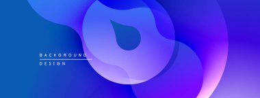 Soyut sıvı şekilleri örtüşür, parlak mavi mor bir eğilim yaratır. Arkaplan ve sunumlar için uygun modern tasarım.