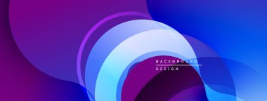 Soyut akışkan şekiller, canlı mor, mavi renkler. Modern tasarım, pürüzsüz gradyanlar dinamik görsel efekt yaratır.