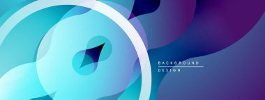 Soyut sıvı şekiller, havalı maviler derin morlara karışıyor. Yumuşak eğimli minimalist tasarım modern estetik yaratıyor.