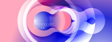 Soyut akışkan şekiller, pembeler, maviler dinamik görüntüler yaratır. Modern tasarım ögesi, pürüzsüz eğimler, katmanlı biçimler.