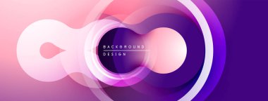 Soyut tasarım özellikleri üst üste biniyor. Renkler pembeden mora karışıyor. Modern estetik, dinamik kompozisyon.