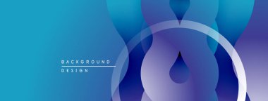 Soyut mavi eğimli arkaplan. Dairesel şekiller üst üste binerek akışkan ve modern tasarım yaratır. Minimalist estetik, dijital projeler için uygun.