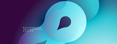 Soyut akışkan şekiller, canlı mavi mor gradyanlar. Arka planlar ve sunumlar için modern tasarım öğesi. Düz eğriler dinamik bileşim oluşturur.