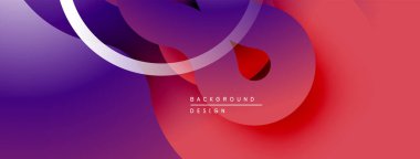 Soyut sıvı şekilleri, canlı gradyanlar. Mor kırmızıya karışıyor. Beyaz kıvrımlı çizgi dinamik kontrastı ekler. Modern tasarım ögesi.