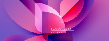 Soyut enerjik tasarım. Üst üste binen şekiller dinamik görsel efekt yaratır. Pembe, mor renkler kompozisyona hakim. Modern estetik.
