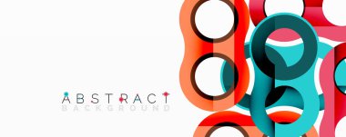 Soyut geometrik şekiller örtüşür, canlı renkli tasarım yaratır. Arkaplan, pankart ve sunumlar için modern biçim uygun.