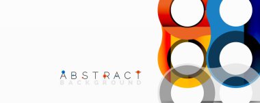 Modern tasarım, üst üste binen daireler içerir. Canlı renkler dinamik görsel efekt yaratır. Temiz estetik çeşitli uygulamalara uyuyor.