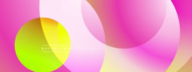 Soyut sıvı şekilleri örtüşür, parlak pembe ve sarı renkler yaratır. Modern tasarım dinamik enerji ve pürüzsüz geçişler öneriyor.