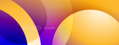 Soyut renkli arkaplan. Üst üste binen daireler dinamik görsel efekt yaratır. Gradyan gölgeler yumuşak bir geçiş, modern estetik sunuyor.