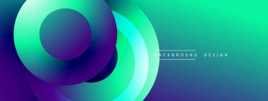 Soyut enerji çemberleri çakışıyor ve akışkan değişim etkisi yaratıyor. Teal, mor renkler tasarıma hakim, modern estetik..