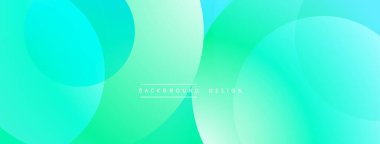 Soyut eğim arkaplanı. Üst üste binen daireler yumuşak, akışkan görsel efektler yaratır. Açık turkuaz, yeşil renkler kompozisyona hakim. Minimalist tasarım.