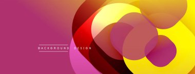 Soyut renkli çakışan daireler. Gradyan gölgeler dinamik görsel efekt yaratır. Arkaplan ve sunumlar için modern tasarım.