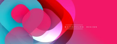 Soyut renkli örtüşen şekiller dinamik görsel efekt yaratır. Sancaklar, arkaplanlar, sunumlar için modern tasarım uygun.