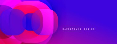 Soyut enerjik tasarım. Üst üste binen daireler dinamik değişim etkisi yaratır. Pankartlar ve sunumlar için modern arkaplan uygun.