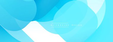 Soyut mavi arkaplan. Üst üste binen şekiller modern, akıcı tasarım yaratır. Açık tonlar daha koyu tonlara zıt. Minimalist estetik.