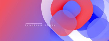 Soyut renkli daireler çakışıyor, dinamik eğimli arkaplan oluşturuyor. Modern tasarım elementleri yenilik ve akıcılık öneriyor.