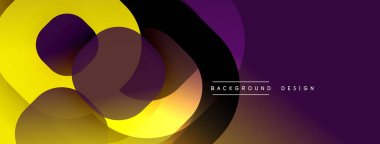 Soyut geometrik şekiller örtüşür, parlak sarı ve mor renkler yaratır. Arkaplan ve sunumlar için modern tasarım ögesi.