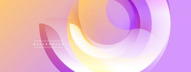 Soyut akışkan şekiller, yumuşak eğimler. Şeftali, mor renkler dizaynın hakimidir. Modern, minimalist estetik. Arkaplan dokusu görünür.