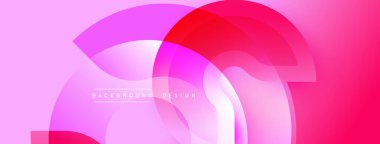 Soyut pembe arka plan. Üst üste binen daireler dinamik görsel efekt yaratır. Sancaklar ve sunumlar için modern tasarım uygun.