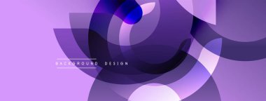 Soyut mor tasarım, üst üste binen daireler, kıvrımlar. Modern estetik, eğimli gölgeler dinamik görsel efektler yaratır. Arkaplan ögesi.