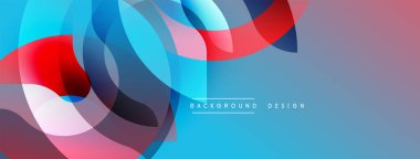 Soyut sıvı şekilleri örtüşür ve dinamik renkli bir arkaplan yaratır. Mavi, kırmızı, beyaz renkler kusursuz bir şekilde harmanlanır. Modern tasarım ögesi.