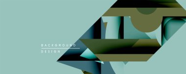 Soyut geometrik bileşim. Üst üste binen şekiller dinamik görsel efekt yaratır. Sönük deniz mavisi, zeytin, koyu gölgeler dizaynın hakimi. Modern estetik, temiz çizgiler sunar.