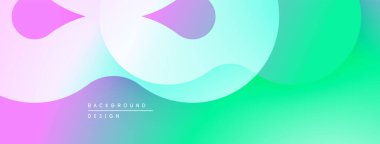 Soyut sıvı şekiller pembe, mor, turkuaz, yeşil renkler harmanlanır. Modern tasarım hareketi, enerjiyi, yumuşak eğilimleri çağrıştırıyor. Minimalist estetik.