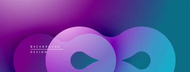Soyut akışkan şekiller, mor renkler deniz mavisi rengine karışıyor. Modern tasarım akıcılığı, derinliği, görsel ilgiyi çağrıştırıyor.