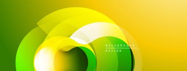 Soyut enerjik tasarım. Üst üste binen daireler dinamik görsel efekt yaratır. Sarı, yeşil renkler kompozisyona hakim. Modern, temiz estetik.