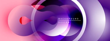 Soyut sıvı şekiller, canlı renkler, modern tasarım. Gradyan çemberler dinamik görsel efekt yaratır. Minimalist kompozisyon.