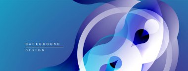 Soyut sıvı şekilleri, mavi mor gradyanlar. Modern tasarım, düz kıvrımlar, dinamik kompozisyon. Dijital projeler için arkaplan ögesi.