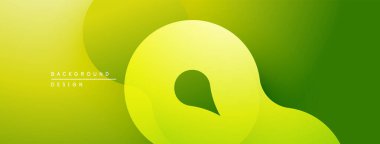 Soyut yeşil arkaplan. Pürüzsüz şekiller örtüşür, dinamik görsel akış yaratır. Işık eğimleri derinlik ve modern tasarım estetiğini gösteriyor..