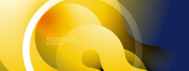 Soyut sarı tasarım. Üst üste binen şekiller dinamik görsel efekt yaratır. Gradyan renkler, modern estetik.