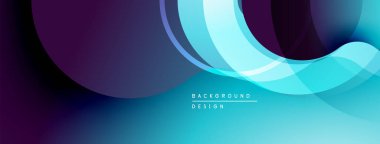 Soyut akışkan şekiller, canlı maviler, morlar dinamik bir zemin oluşturur. Modern tasarım, pürüzsüz eğimler görsel ilgi sunar.