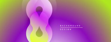 Soyut eğim arkaplanı. Mor, sarı renkler düzgün bir şekilde harmanlanır. Merkezi şekil sonsuzluk sembolüne benzer, modern tasarım ögesi.