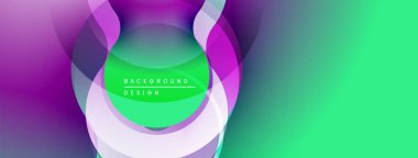 Soyut renkli katmanlar dinamik görsel efekt yaratır. Mezuniyet değişimleri mor, yeşil renkleri harmanlıyor. Modern tasarım ögesi.