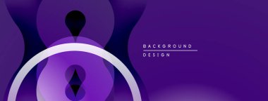 Soyut mor tasarım, üst üste binen şekiller, kıvrımlar. Modern estetik, değişim etkisi derinlik ve görsel ilgi yaratır..