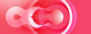 Soyut kırmızı tasarım, üst üste binen daireler. Gradyan gölgeler derinlik yaratır, modern estetik. Minimalist kompozisyon, pürüzsüz geçiş.