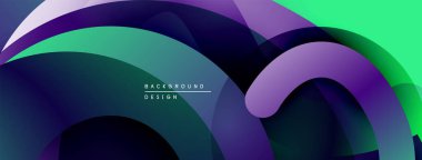 Soyut sıvı şekilleri, canlı gradyanlar. Mor, yeşil renkler kompozisyona hakim. Arka planlar için modern tasarım ögesi.