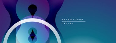 Soyut şekiller, mavi mor gradyanlar modern arkaplan oluşturur. Eğri çizgileri olan minimalist tasarım, pürüzsüz geçişler.