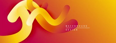 Soyut sıvı şekilleri, canlı gradyanlar. Sıcak renkler kompozisyona hakim, dinamik görsel akış yaratır. Modern tasarım ögesi.