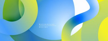 Soyut sıvı şekilleri kesişir. Parlak renkler karışır, dinamik bileşim yaratır. Arka planlar için modern tasarım ögesi.