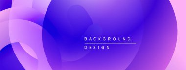 Soyut sıvı şekilleri mor, mavi ve pembe renkleri harmanlar. Modern tasarım dinamik görsel doku yaratır. Arkaplanda metin ögeleri.