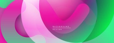 Soyut canlı katmanlar dinamik bileşim yaratır. Pembe, mor, yeşil renkler kusursuz bir şekilde harmanlanır. Arka planlar için modern tasarım ögesi.